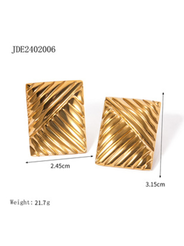 Earrings  - Stainless Steel Striped Symmetrical