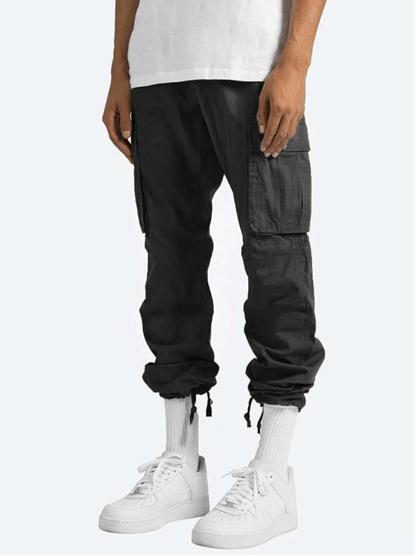 Casual Trousers - Solid Color Cargo Pocket