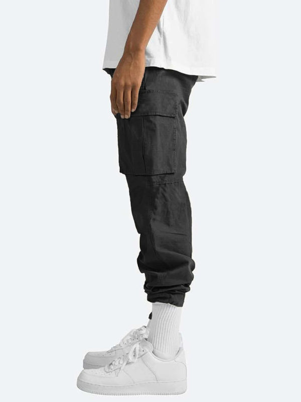 Casual Trousers - Solid Color Cargo Pocket