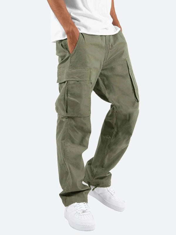 Casual Trousers - Solid Color Cargo Pocket