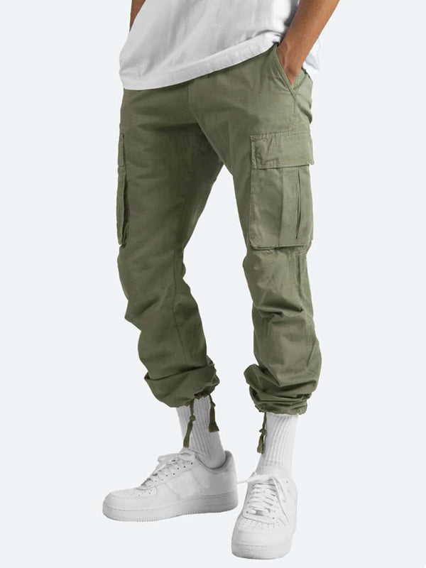 Casual Trousers - Solid Color Cargo Pocket