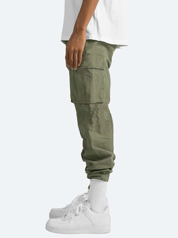 Casual Trousers - Solid Color Cargo Pocket