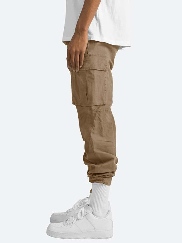 Casual Trousers - Solid Color Cargo Pocket