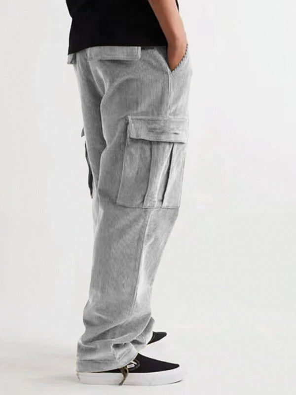 Casual Loose Trousers - Corduroy Multi-pocket Straight Trousers - Sweeping Pants