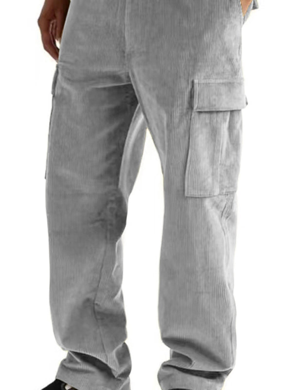 Casual Loose Trousers - Corduroy Multi-pocket Straight Trousers - Sweeping Pants