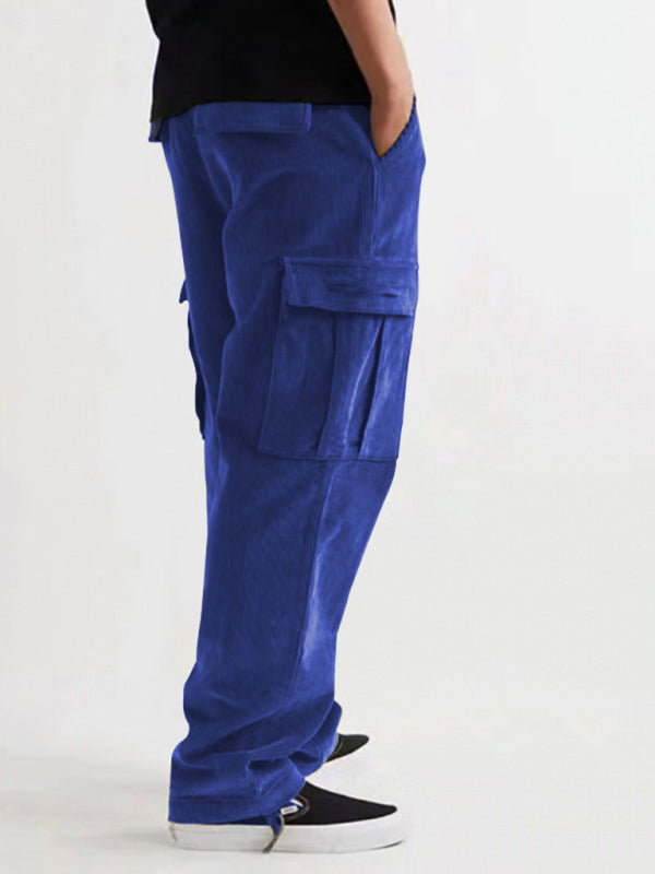 Casual Loose Trousers - Corduroy Multi-pocket Straight Trousers - Sweeping Pants