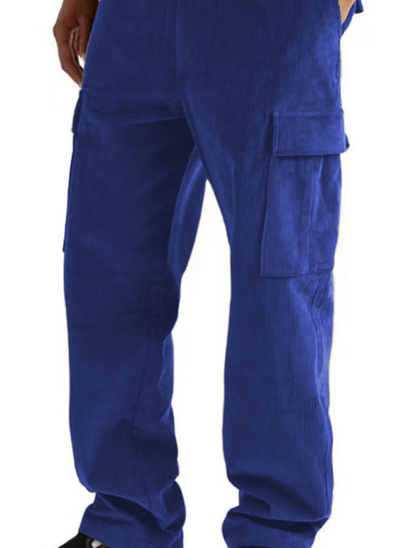 Casual Loose Trousers - Corduroy Multi-pocket Straight Trousers - Sweeping Pants