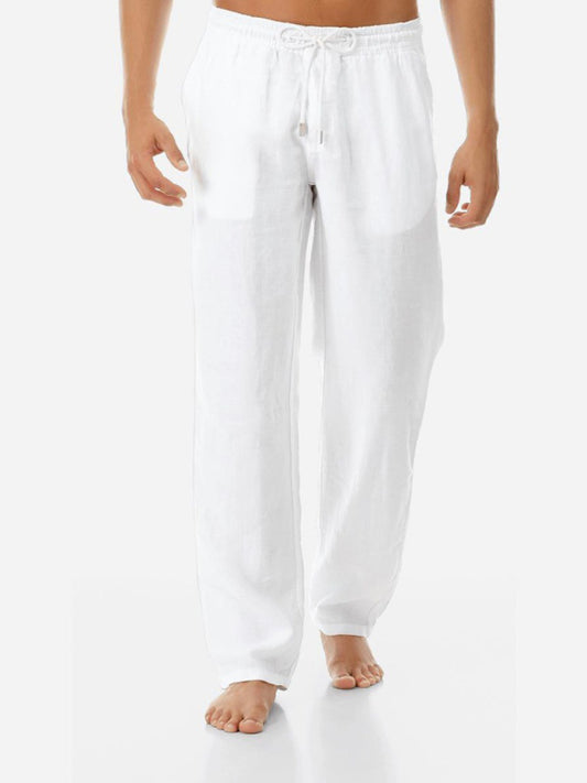 Casual Drawstring Trousers - Woven Cotton Linen Loose