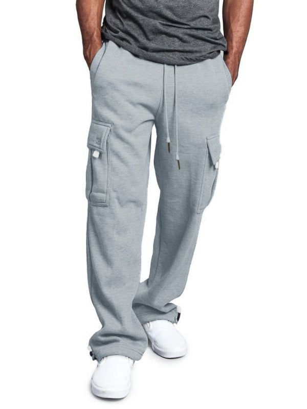 Multi-pocket Loose Fit Cargo Pants - Solid Color Elastic Waist