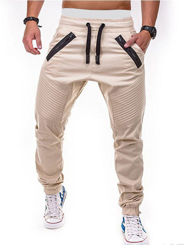 Casual Pants - Contrasting color Zipped Loose-fitting