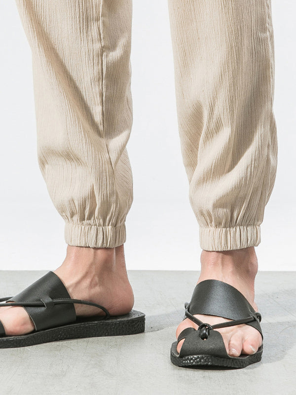 Casual Harem Trousers - Woven Cotton And Linen