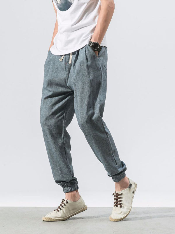 Casual Harem Trousers - Woven Cotton And Linen