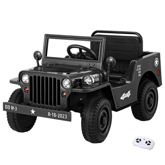 Kids Ride On Car Off Road Military Toy Cars 12V Black-0