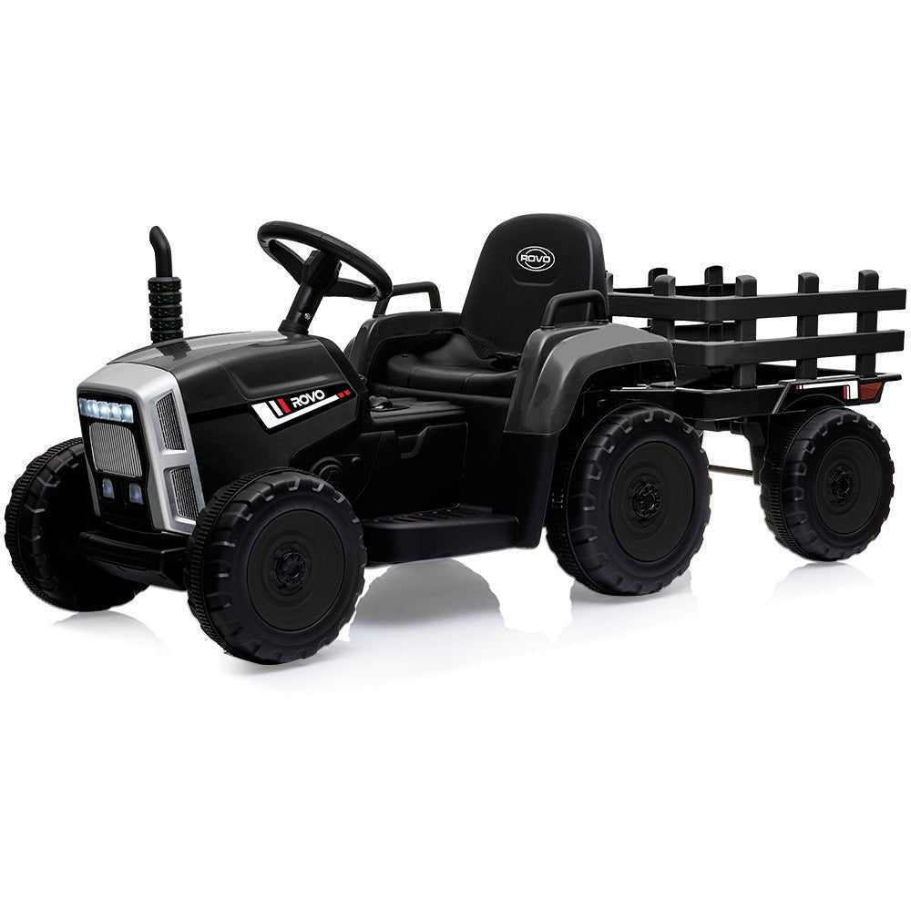 ROVO KIDS Electric Battery Operated Ride On Tractor Toy, Remote Control, Black-0