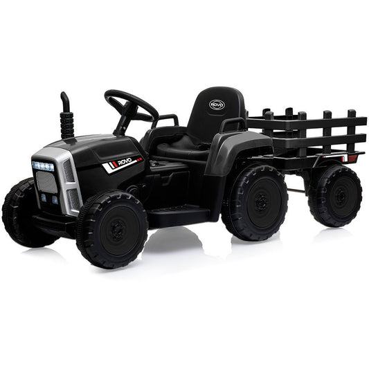 ROVO KIDS Electric Battery Operated Ride On Tractor Toy, Remote Control, Black-0