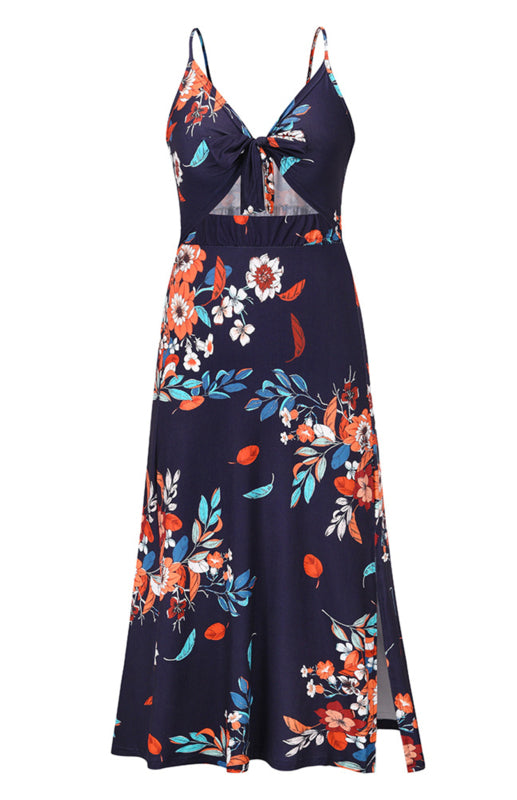 Floral Sling Slim Print Long Dress