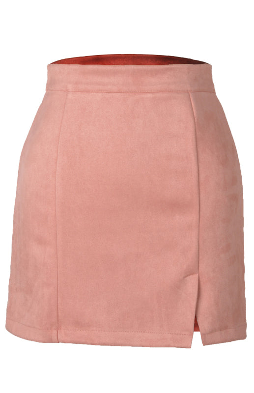 Half Skirt - Suede Hip High Waist A-Line