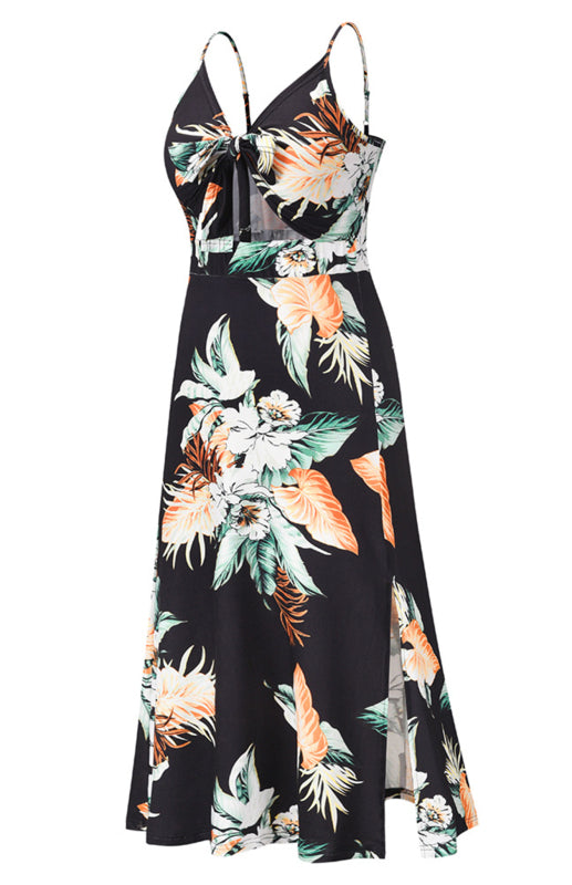 Floral Sling Slim Print Long Dress