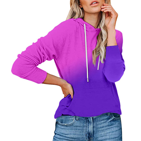 Women's Casual Sports Gradient Tie-Dye Hooded Sweatshirt