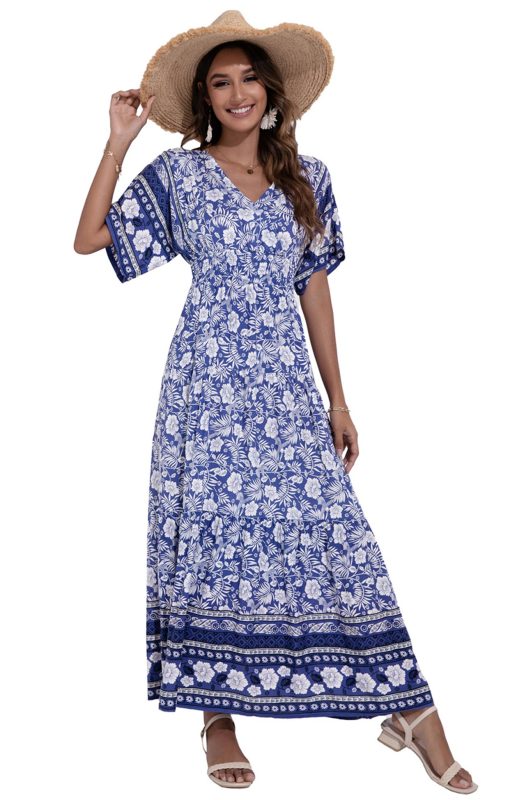 Women's Fashion Printed High Waist Big Swing Dress