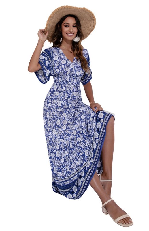 Women's Fashion Printed High Waist Big Swing Dress