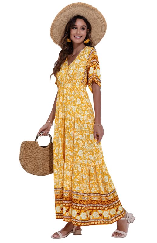 Women's Fashion Printed High Waist Big Swing Dress