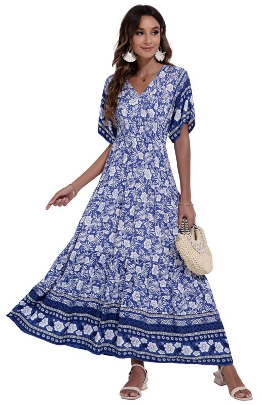 Women's Fashion Printed High Waist Big Swing Dress