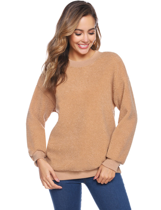 Women's Fashiion Round Neck Pullover Wool Sweater