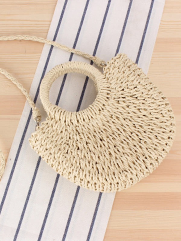 Half circle straw bag sale