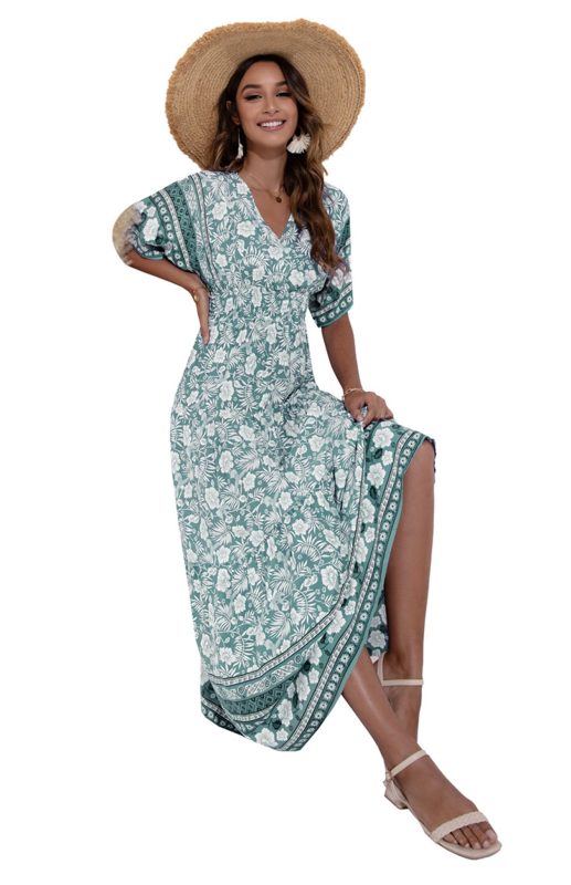 Women's Fashion Printed High Waist Big Swing Dress