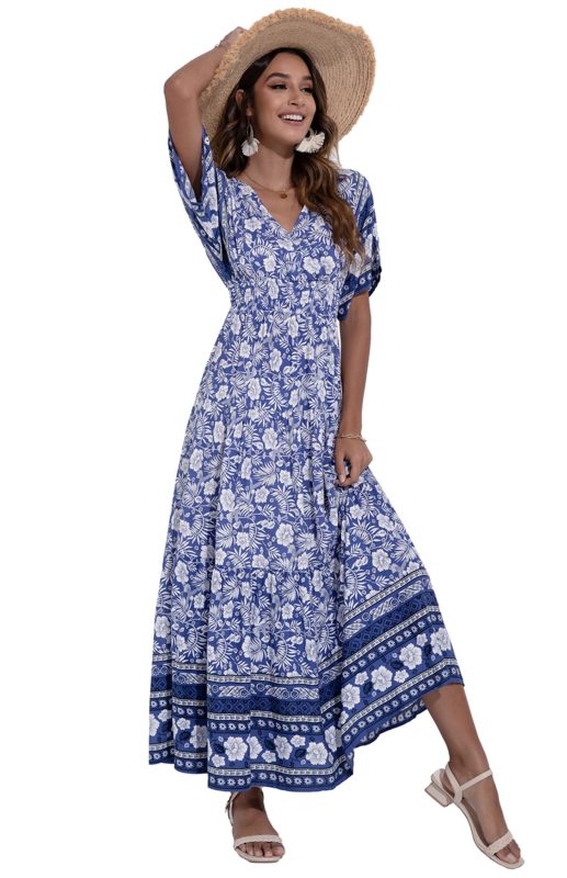 Women's Fashion Printed High Waist Big Swing Dress