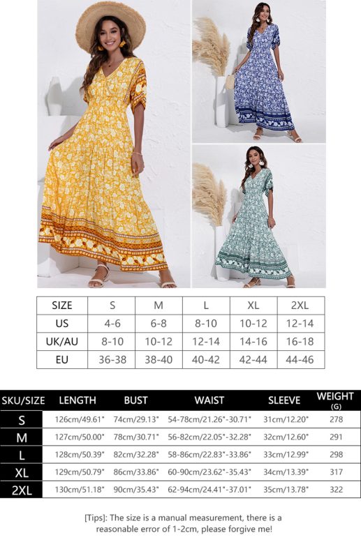 Women's Fashion Printed High Waist Big Swing Dress