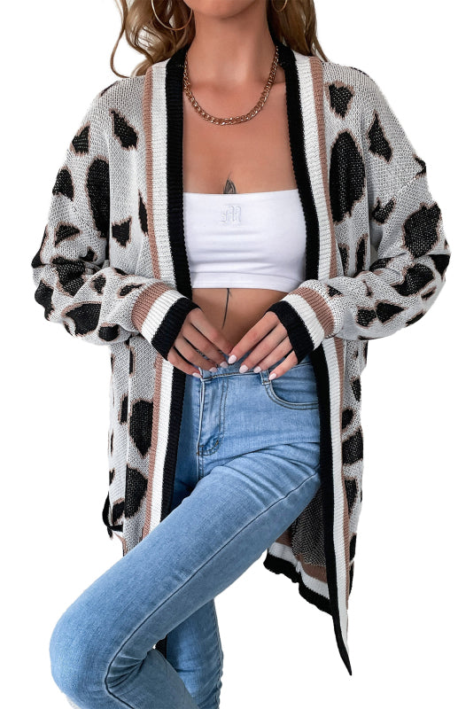 Women's Buttonless Leopard Print Cardigan Sweater Women's Jacket