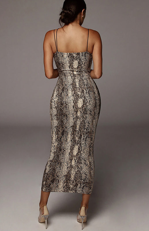 Print Dress - Ladies Sleeveless - V-Neck Leopard