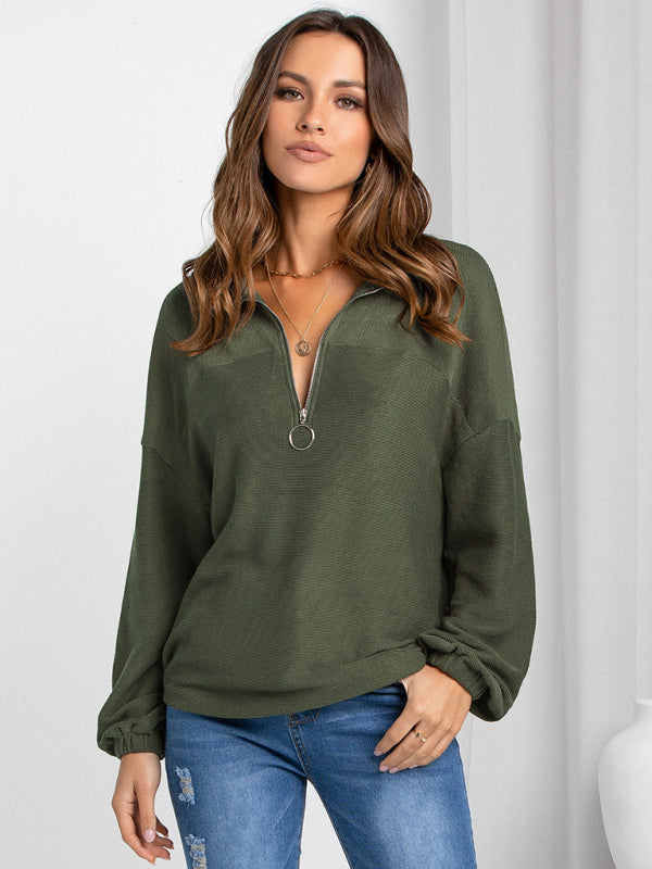 Women's casual loose T-shirt solid top