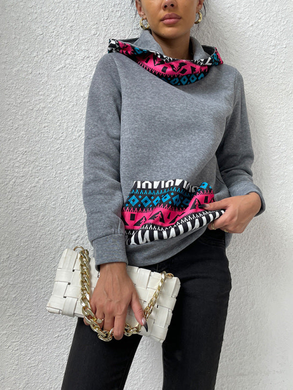 Ladies Casual Hooded Pullover Fashion Trendy Print Sweatshirt