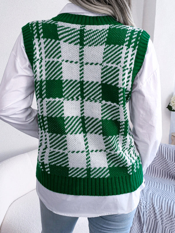 Women's plaid sweater shop vests