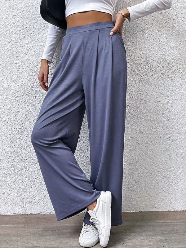 Women's Solid Color Soft Blend Wide-leg Pants