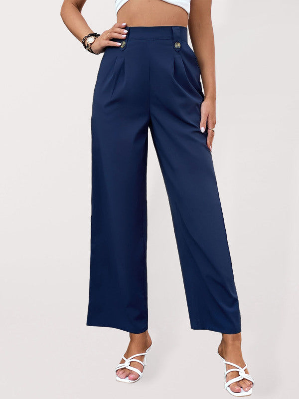 Women's Solid Color Wide Leg Linen Pants