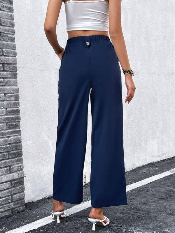 Women's Solid Color Wide Leg Linen Pants