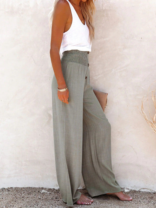 Women's trousers pure color cotton and linen loose loose casual wide-leg women's trousers