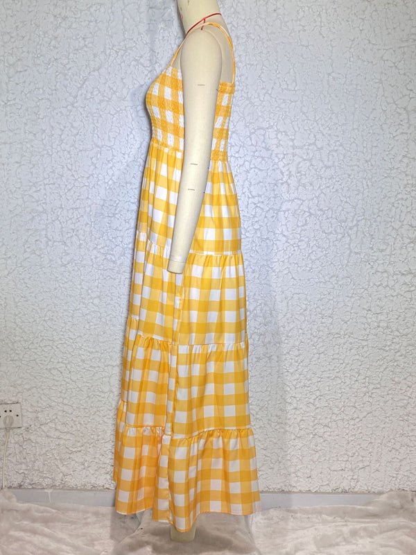 Swing Sling Dress - Casual Plaid