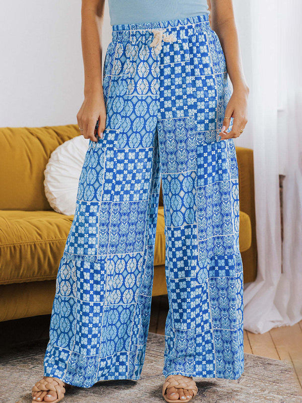 Casual Pants - Loose Floral Colour Block