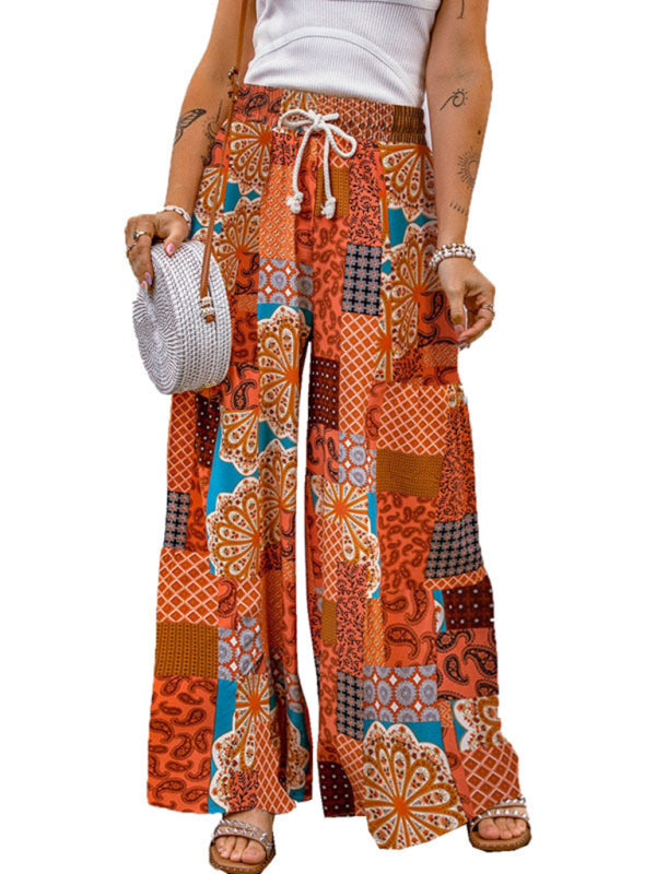Casual Pants - Loose Floral Colour Block