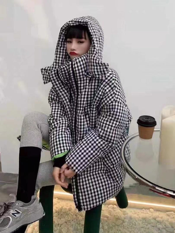 Thickened Bread Coat  - White Duck DownLoose Hooded
