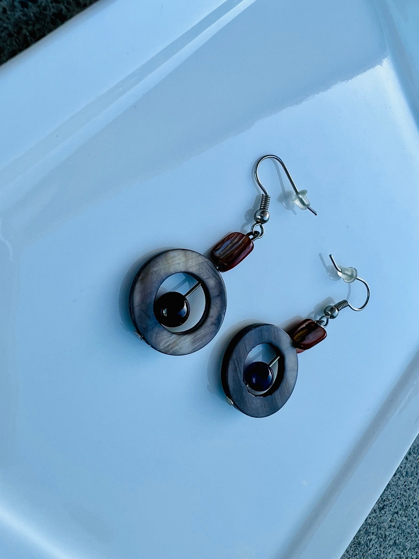 Amethyst and Oyster Shells Earrings